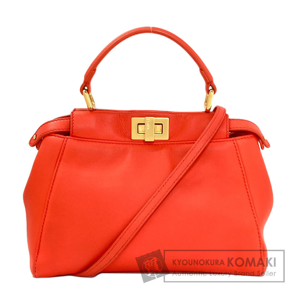 Fendi Peekaboo handbag turnlock closure Orange Red